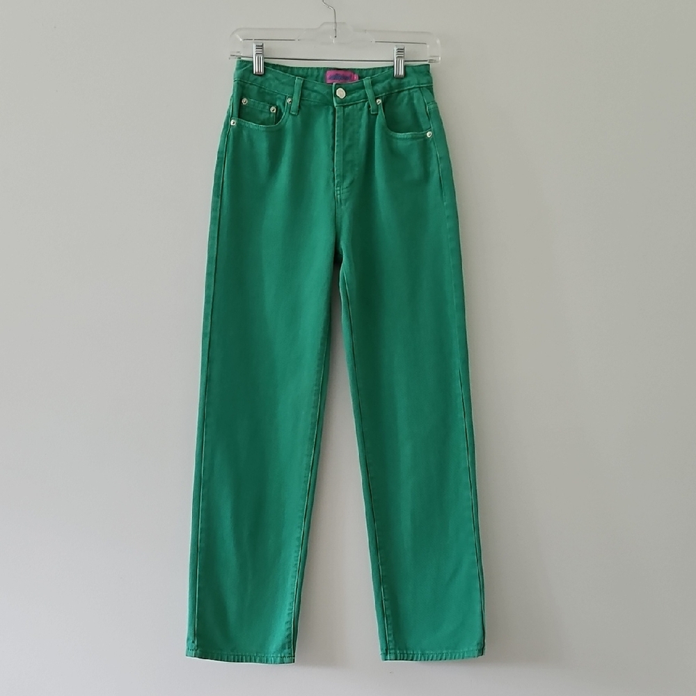 Edikted Kelly Green High Waist Wide Leg Pants Emo‎ Fairy Size Small